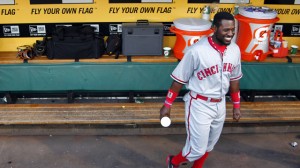 Brandon Phillips belts a solo home run to left field in the ninth inning.