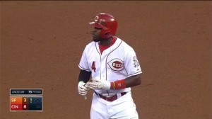 Brandon Phillips doubles on a ground ball down the left-field line.