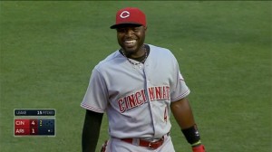 Brandon Phillips makes a nice defensive play on a ground ball from Martin Prado and throws to first for the out.