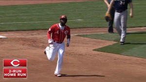 Brandon Phillips connects for his 11th home run of the season, a two-run tater to left that gives the Reds a 3-0 lead