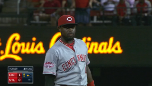 Brandon Phillips dives to make a great stop, which saves the potential game-tying run from scoring in the bottom of the 8th inning.